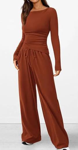 Casual Suit Long-sleeved T-shirt Wide-leg Pants