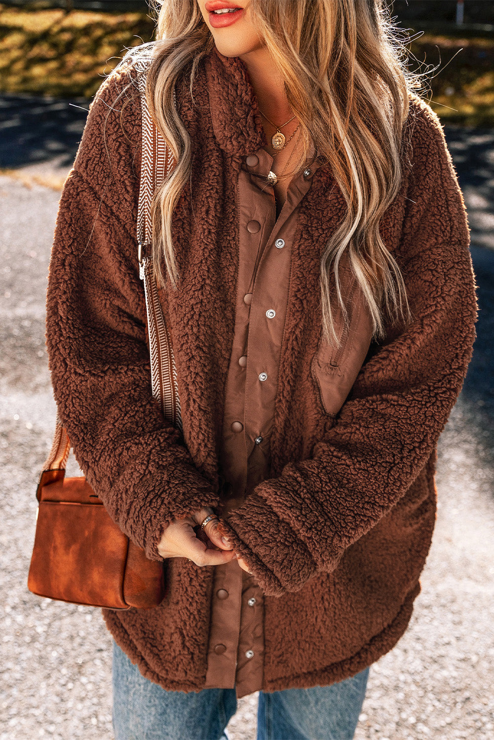 Red Clay Faux Shearling Teddy Bear Jacket