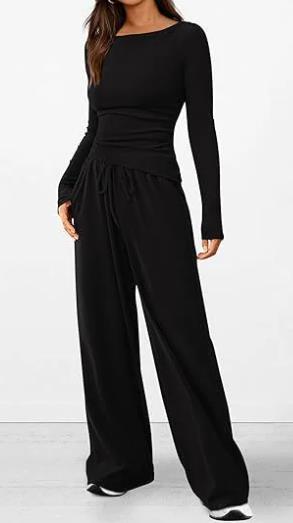 Casual Suit Long-sleeved T-shirt Wide-leg Pants