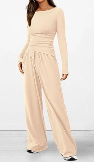 Casual Suit Long-sleeved T-shirt Wide-leg Pants