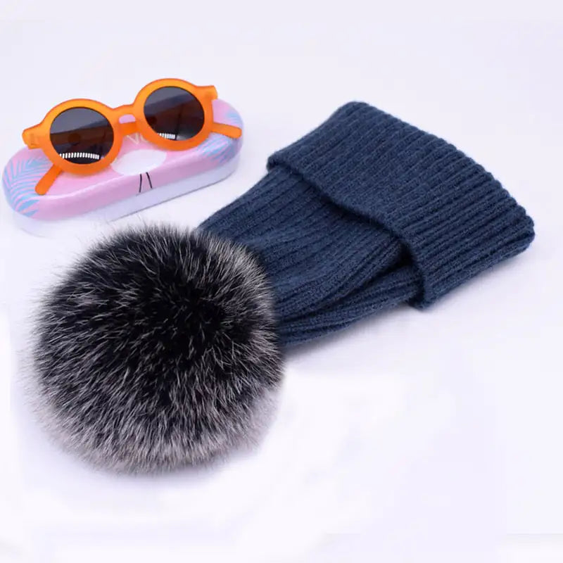 Winter Hat Luxury Fox Fur Beanie