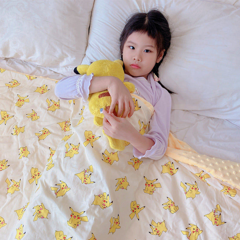 Autumn and Winter Thickened Bean Quilt Baby Warm Breathable Cartoon Warm Clothes Blanket No Fluorescent Cover Blanket Soothing Bean Quilt