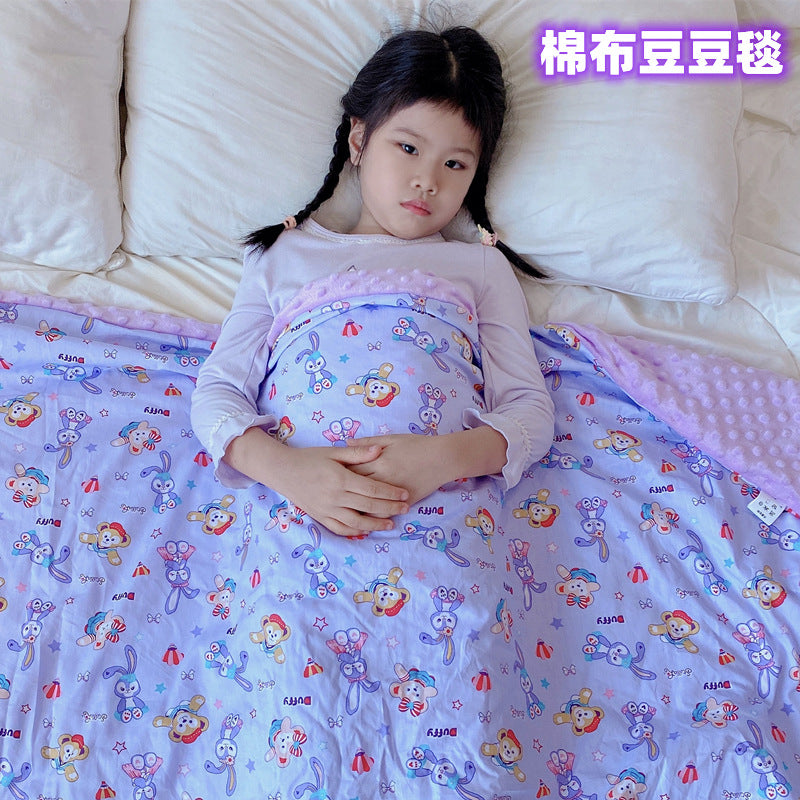 Autumn and Winter Thickened Bean Quilt Baby Warm Breathable Cartoon Warm Clothes Blanket No Fluorescent Cover Blanket Soothing Bean Quilt