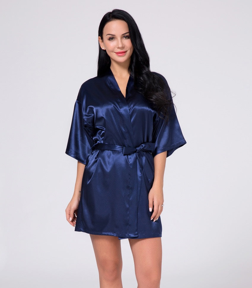 Cross-border hot 2024 new pajamas Ice Silk women's sexy nightgown artificial silk kimono bathrobe summer