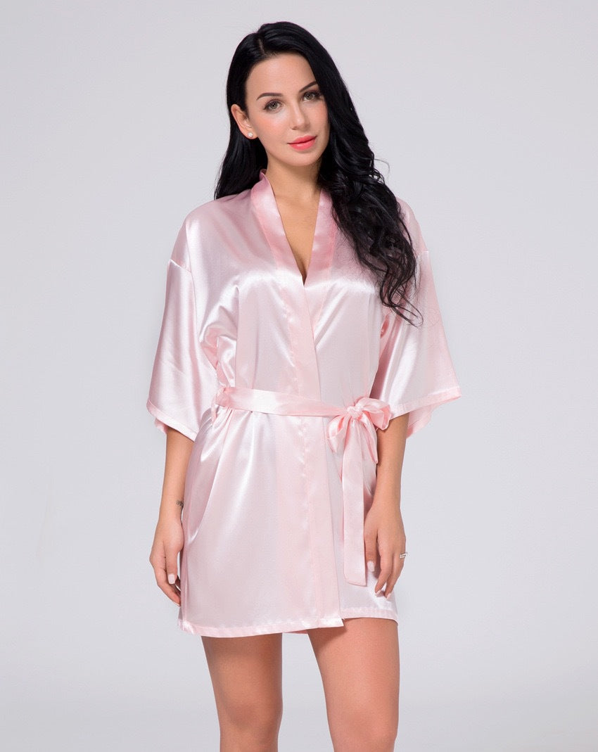 Cross-border hot 2024 new pajamas Ice Silk women's sexy nightgown artificial silk kimono bathrobe summer