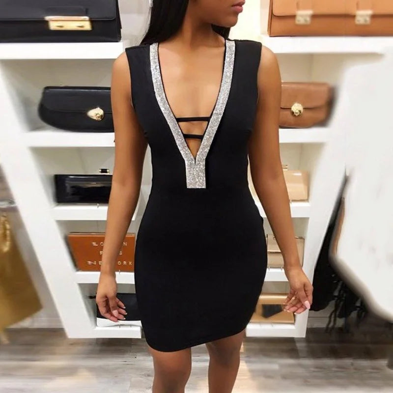 Women Bandage Bodycon Sleeveless Backless Party Cocktail Club Short Mini Dress