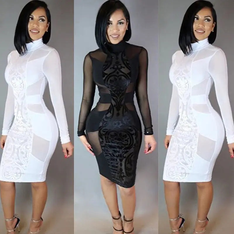 Women Long Sleeve Skinny Party Dress Lace New Women Ladies Clothes Dresses Bandage Bodycon