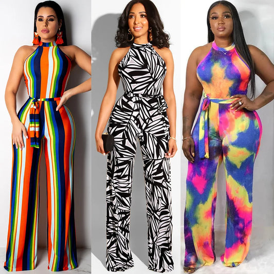 Women striped rompers women jumpsuit halter print sexy jumpsuit off shoulder women jumpsuits women&#39;s Casual Rompers