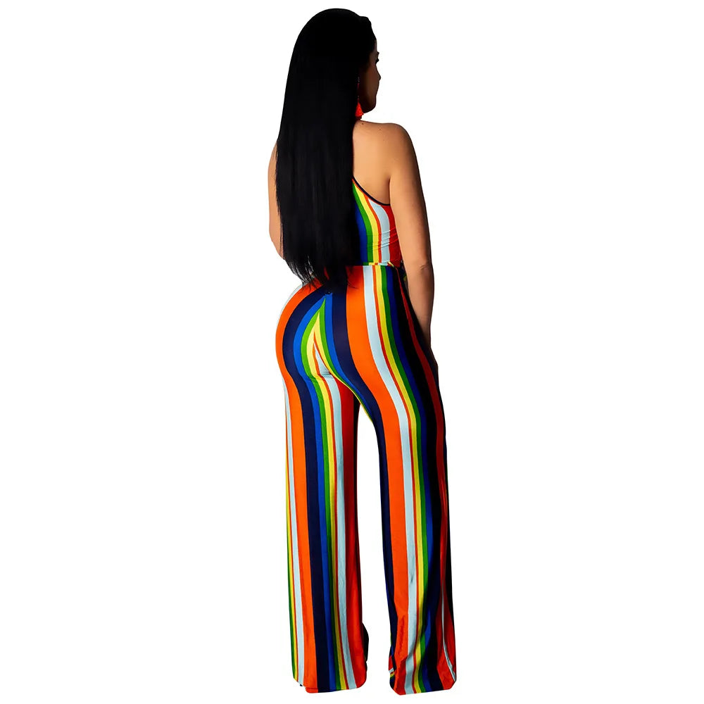 Women striped rompers women jumpsuit halter print sexy jumpsuit off shoulder women jumpsuits women&#39;s Casual Rompers