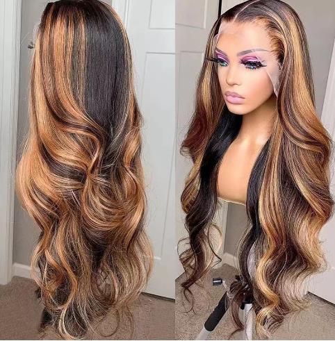 Warm honey blonde ombre loose wave Skin Melt HD Lace Ready to Wear 13*6 Lace Wig