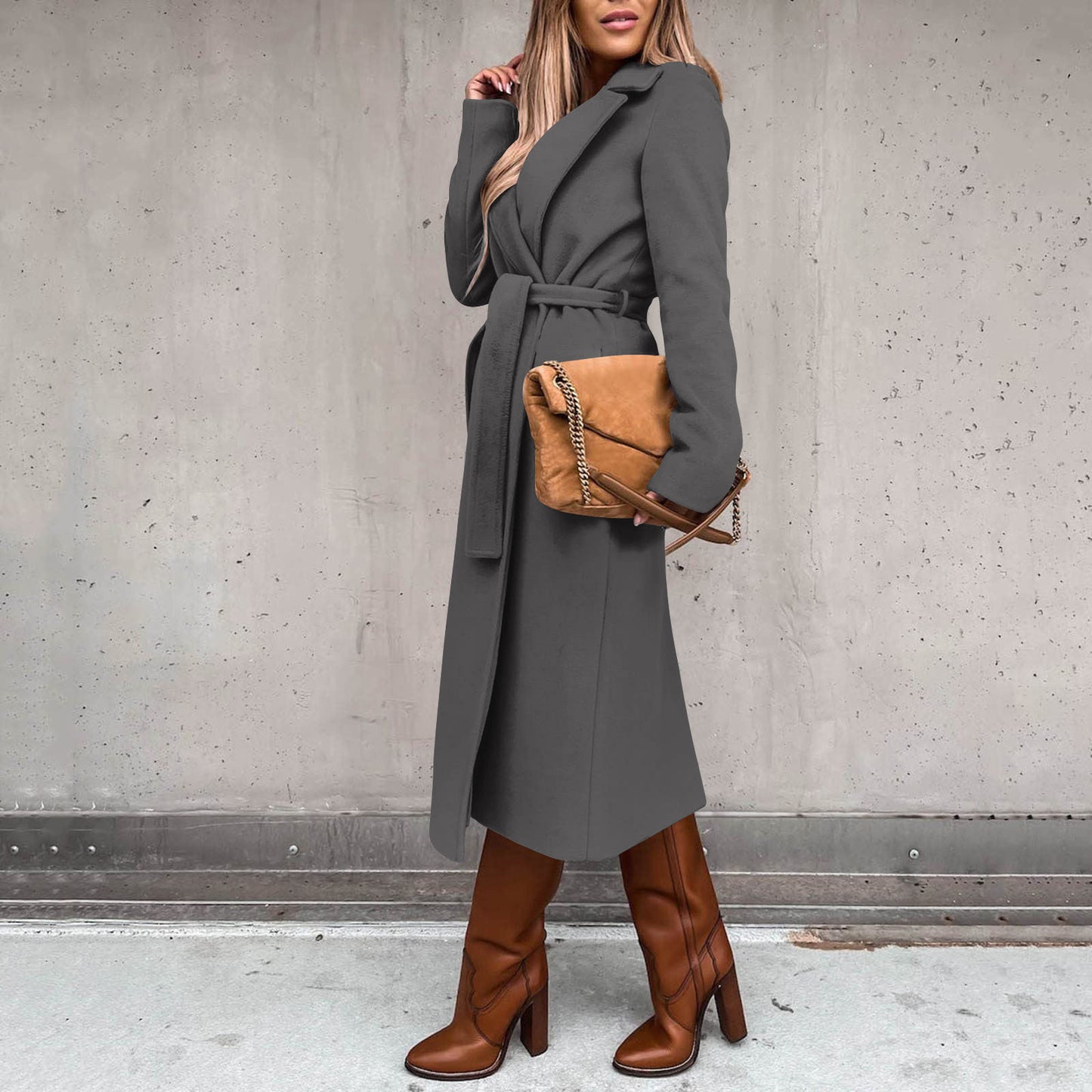 2023 autumn and winter European and American cross-border women's clothing Amazon casual long solid color warm overcoat coat New Woolen