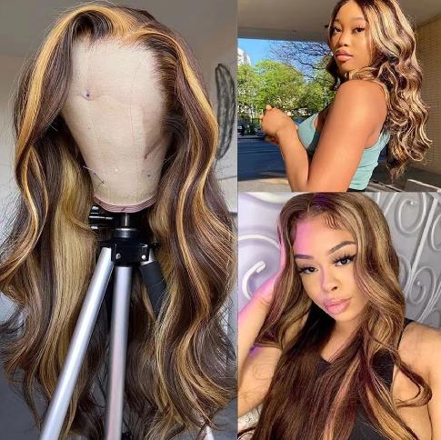 Warm honey blonde ombre loose wave Skin Melt HD Lace Ready to Wear 13*6 Lace Wig