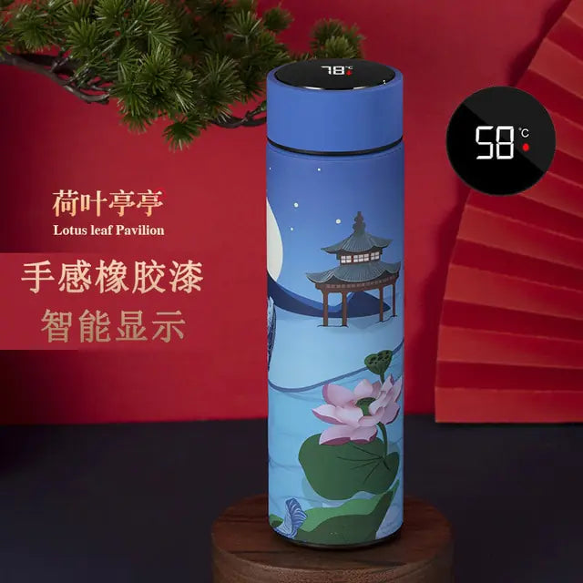 Chinese Style Smart Thermo Flask with Temperature Display - 500ML Vacuum Insulated Mug