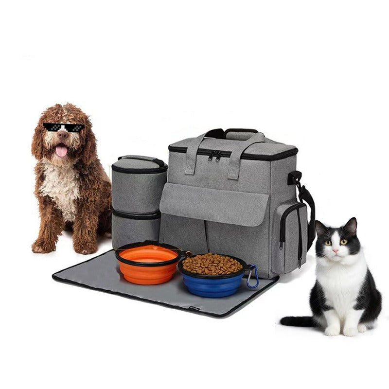 Dog Travel Bag Multi-Function Pet Organizer Backpack Cat Dogs Outdoor Camping Food Storage Bag 6 Set Travel Dog Backpack