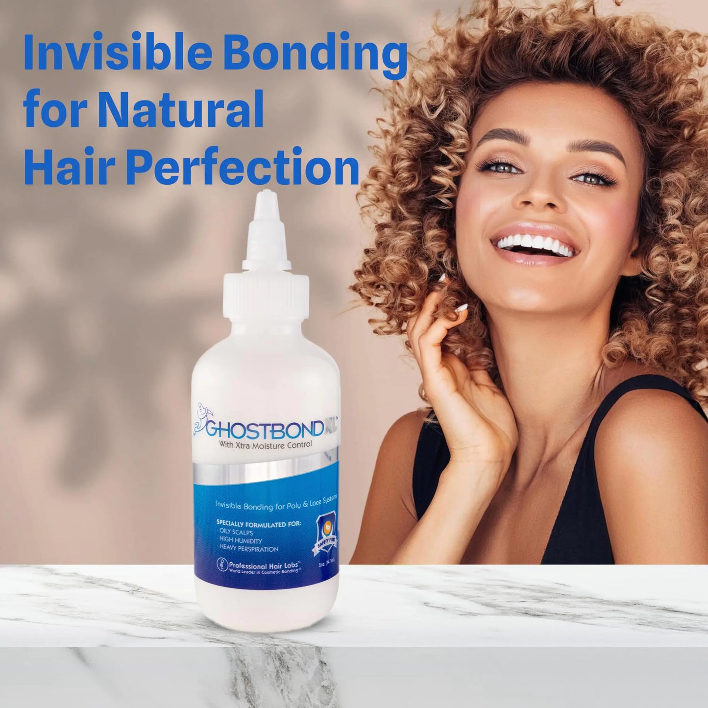 GHOSTBOND XL Hair Replacement Adhesive 5oz- Invisible Wig Bonding Glue: Water & Oil-Resistant, Non-Toxic, Light Hold for Secure and Natural-Looking Poly and Lace Hairpiece, Wigs & Toupee Systems 5 Ounce (Pack of 1) White