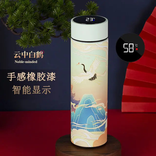 Chinese Style Smart Thermo Flask with Temperature Display - 500ML Vacuum Insulated Mug